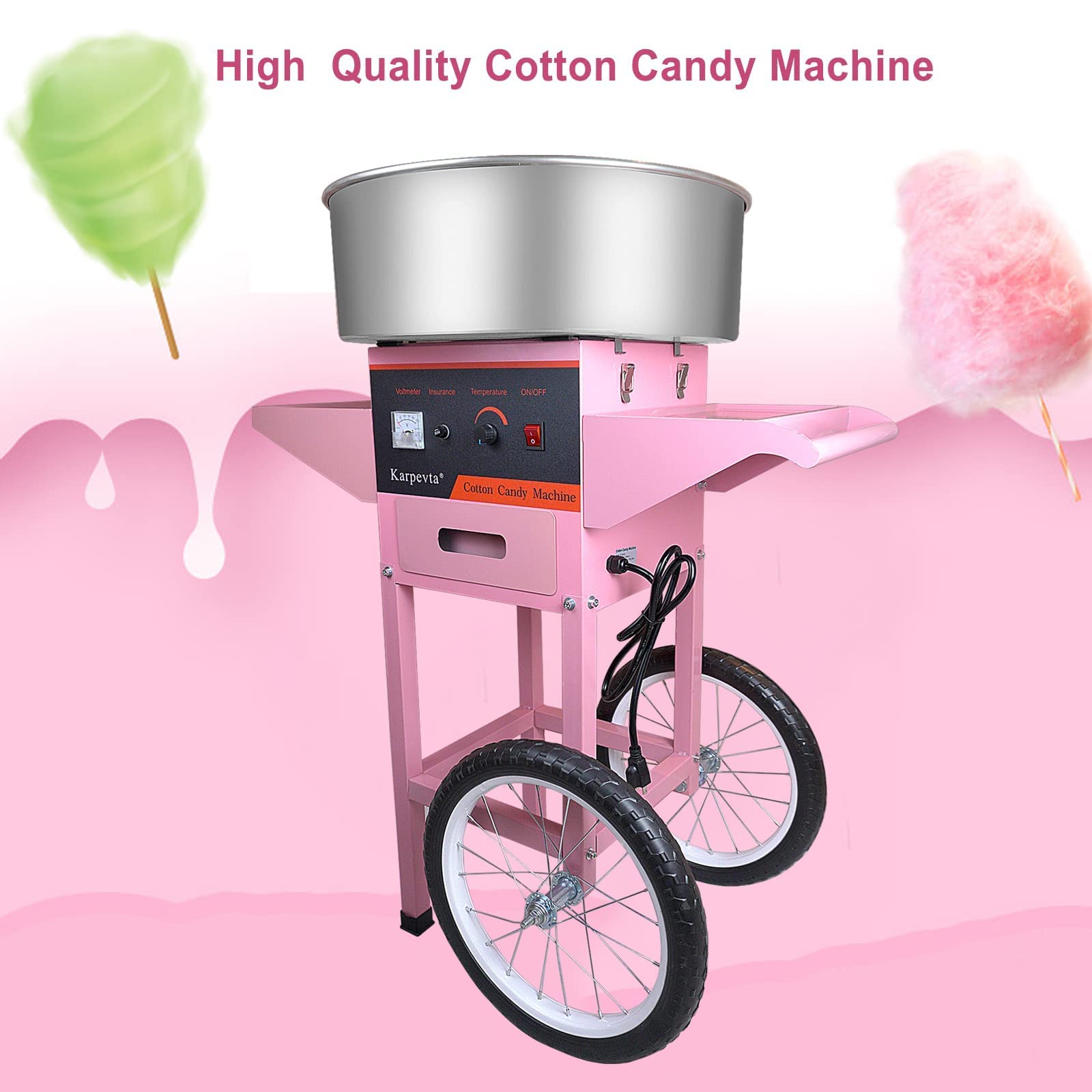 Amazon.com: Karpevta Cotton Candy Cart Pink Cotton Candy Maker